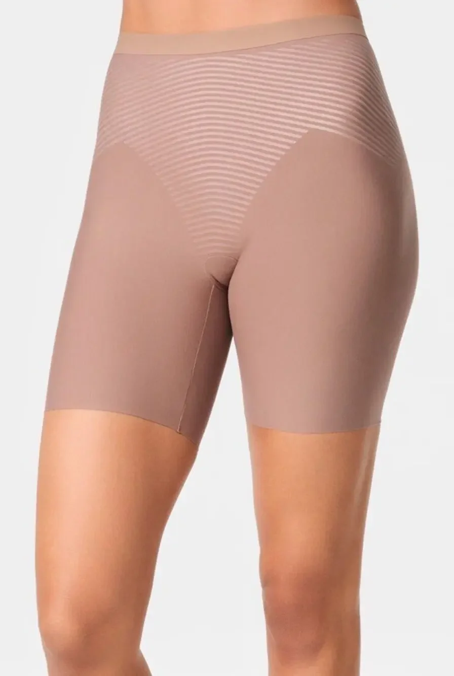 SPANXshape® Invisible Supima® Cotton Mid-Thigh Short Cafe Au Lait Sz M NEW $64